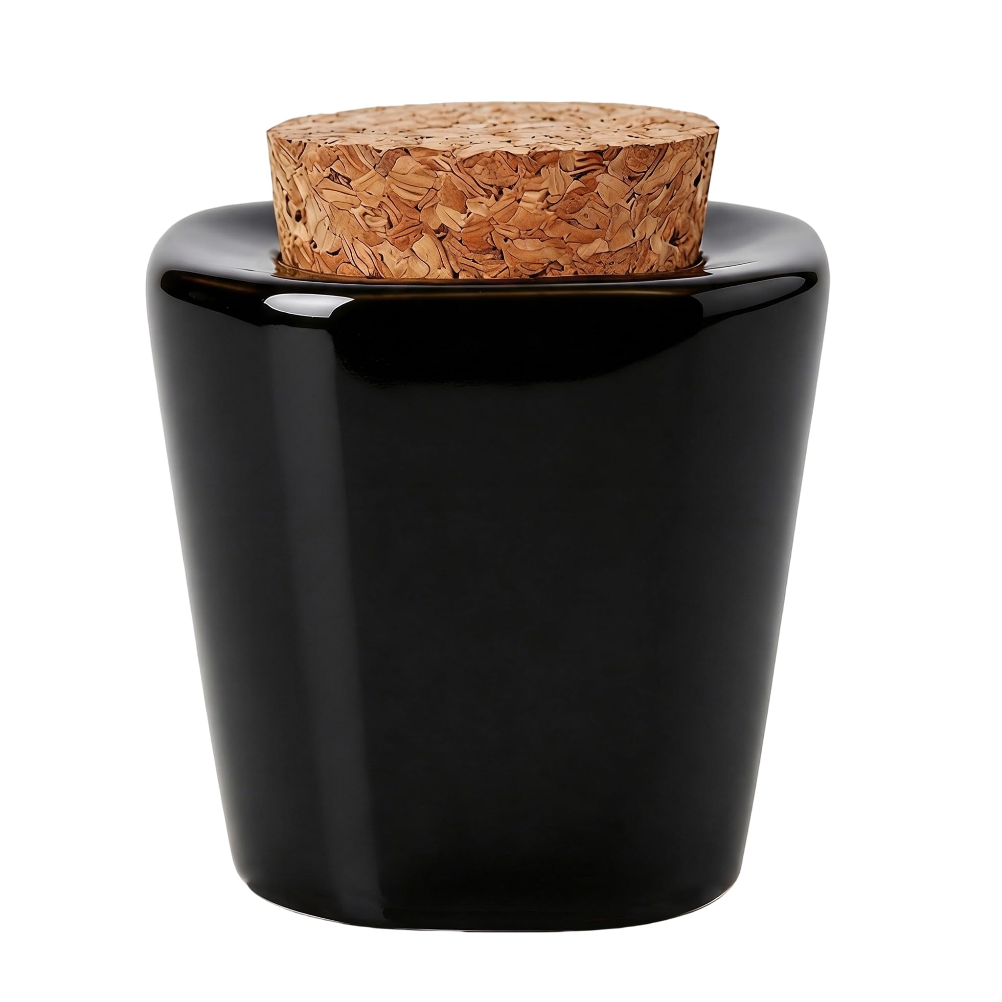 1 Pack Ceramic Nail Art Dappen Dish with Cork Lid, Black Smooth Glazed Acrylic Liquid Powder Cup, Mini Sealed Storage Jar for Nail Art Decor, Jewelry, Spices, Home & Salon Use
