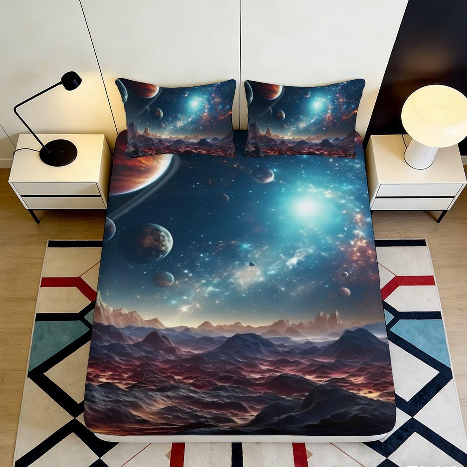 3D Printed Christmas Snowman Reindeer Fitted Sheet Microfiber Deep Pocket Bedroom Santa Mattress Fitted Cover Washable Non-Slip 200x200x25cm
