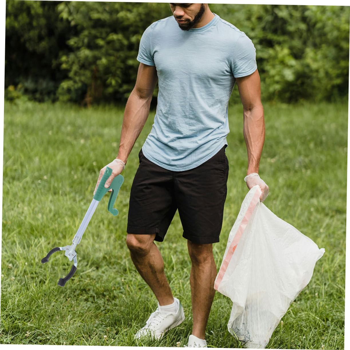 KOMBIUDA Müllgreifer zum Greifen und Aufheben aus Kunststoff 2 Stück-pack mit Ergonomischem Griff und Kurzem Greifwerkzeug Leicht und Handlich für Büros und Reinigung