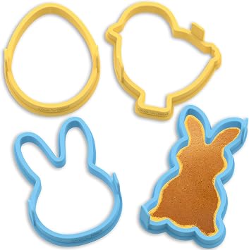 Kamehame Silicone Pancake Molds for Bunny, Egg, Chick, Bunny Face Shape Pancakes, 4 Pack Nonstick Easter Pancake Shaper for kids, Fun Easter Cake Ring Mold Egg Rings for Griddle Cooking