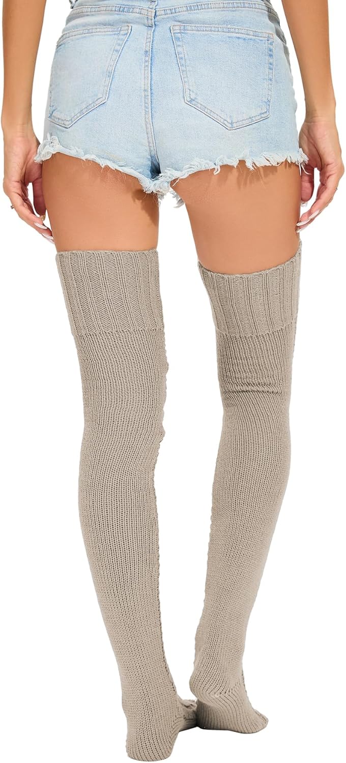 Leoparts Cable Knit Thigh High Socks for Women Over the Knee Boot Socks Extra Long Leg Warmer Winter Stockings - Image 2