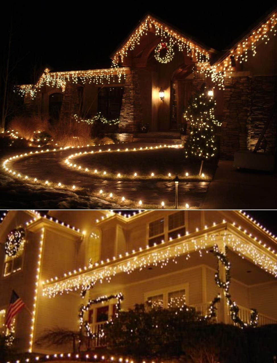 Quntis Erweiterbar 144 LED 4m×0,6m Lichtervorhang Eisregen Außen, IP44 Lichterkettenvorhang Warmweiß, Weihnachtsdeko Innen Fenster, Eiszapfen Regenlichterkette, Weihnachtsbeleuchtung Balkon Terrase