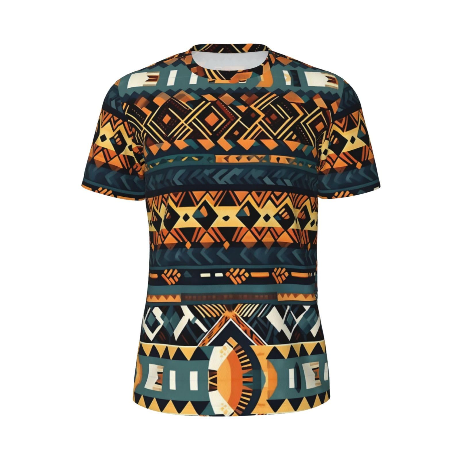 Erwqavc Men's Black African Tribal Ethnic Texture Print Short Sleeve Mesh T-Shirts, Crew Neck Athletic Breathful Workout Tees, For Gym Outdoor 3XL