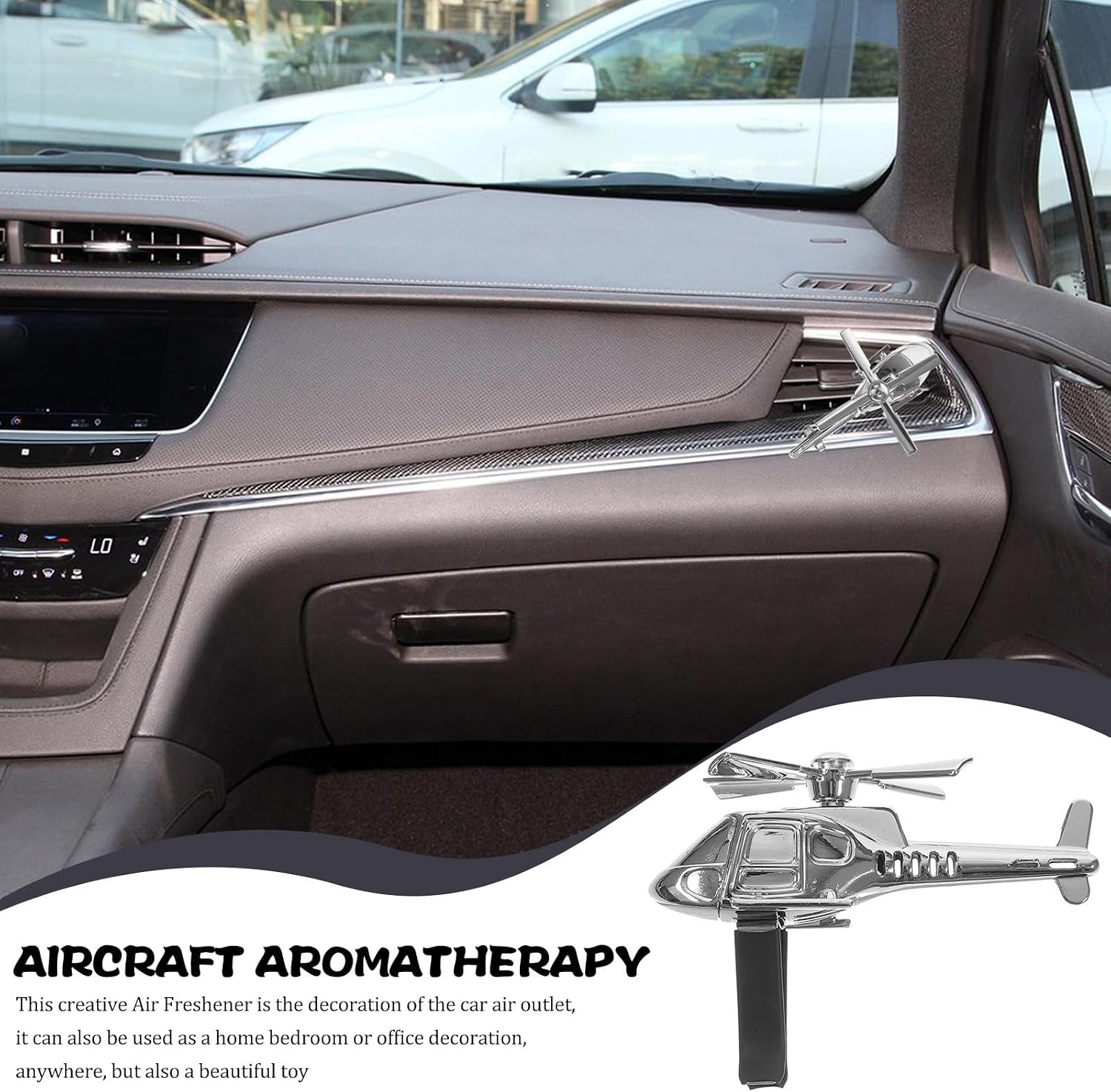 ERINGOGO Helicopter Shape Car Scent Diffuser with Automatic Rotation and Aromatherapy Diffusion, Silver Alloy Vehicle Air Freshener for Driving and Car Air Outlet Decoration