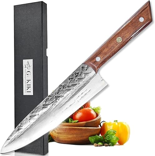 Cuchillo de chef japonés profesional, cuchillo de cocina forjado a mano de 8 pulgadas, los cuchillos de chef vienen con acero inoxidable de alto