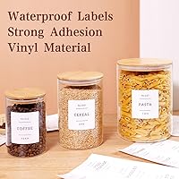 Vista 4 de 3 Pcs Glass Canisters with Airtight Bamboo Lids and 42 Kitchen Pantry Labels Preprinted - Clear Glass Flour and Sugar Storage Container Set - Large
