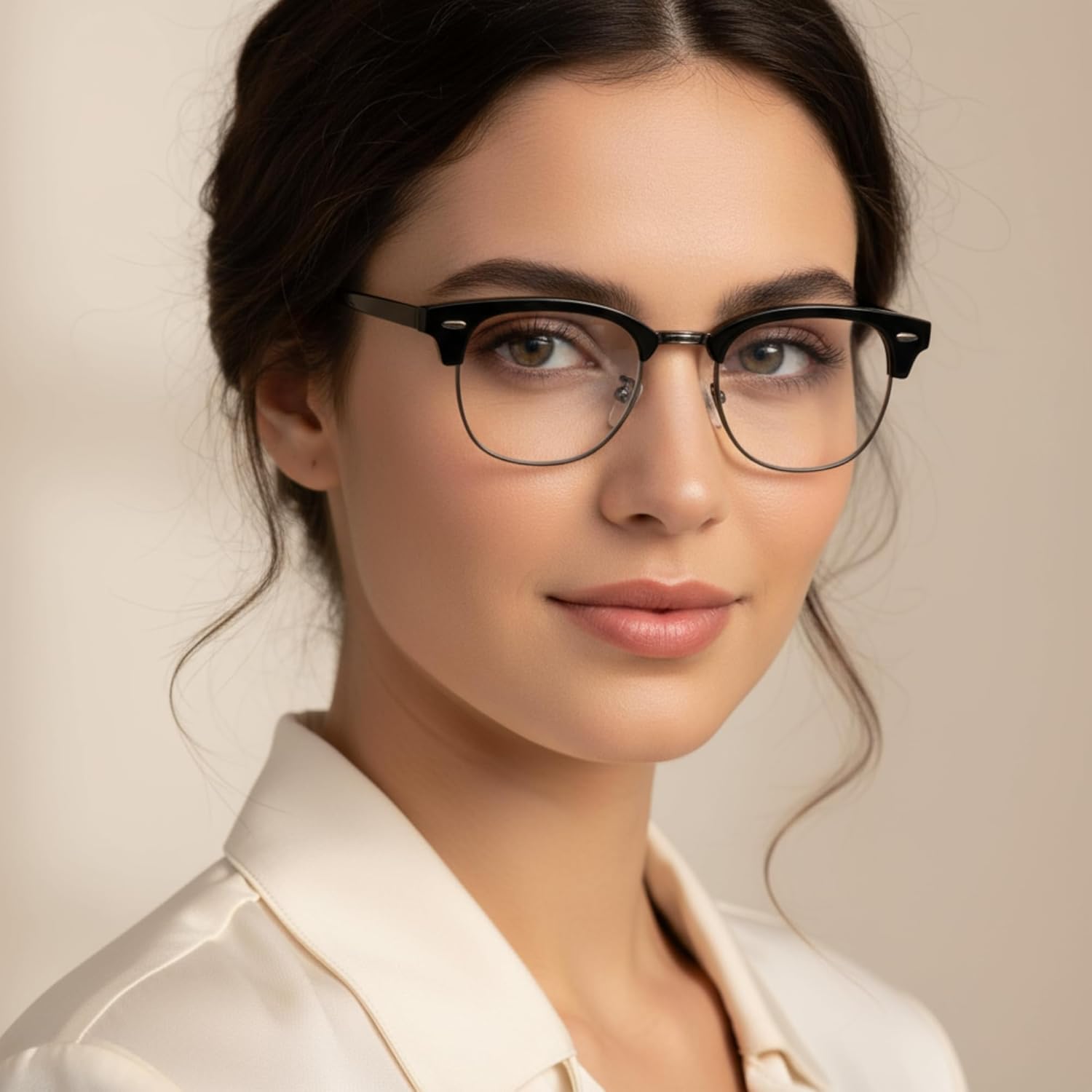 2SeeLife Premium Half Rim Reading Glasses Women & Men - Fits all Face Shapes, Metal & Sturdy Readers, Spring Hinges