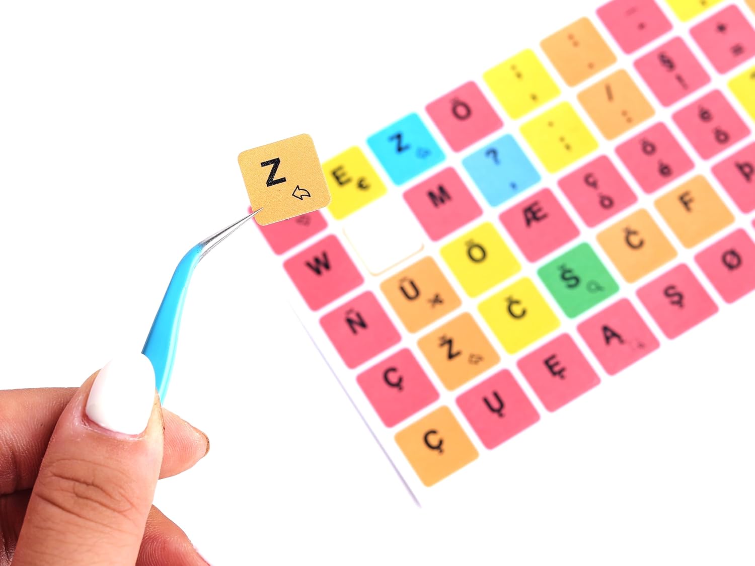 Dyslexic-Friendly Keyboard Stickers | Color-Coded | Ergonomically Designed for Faster and Accurate Typing | Compatible with Over 40 Keyboard Layouts (14 mm)