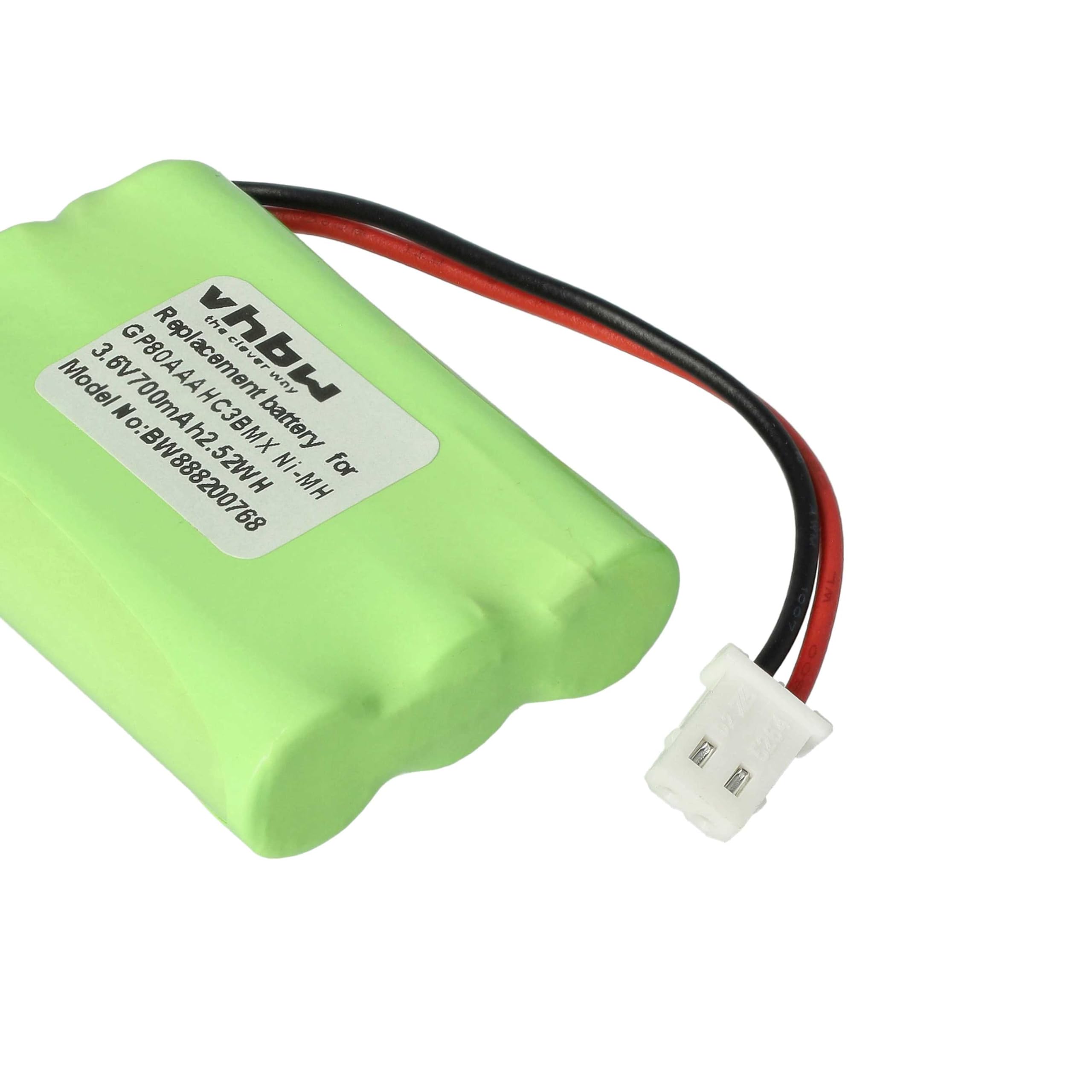 vhbw Batterie Remplacement pour Motorola HRMR03, GP80AAAHC3BMX pour Moniteur bébé, babyphone (700mAh, 3,6V, NiMH)
