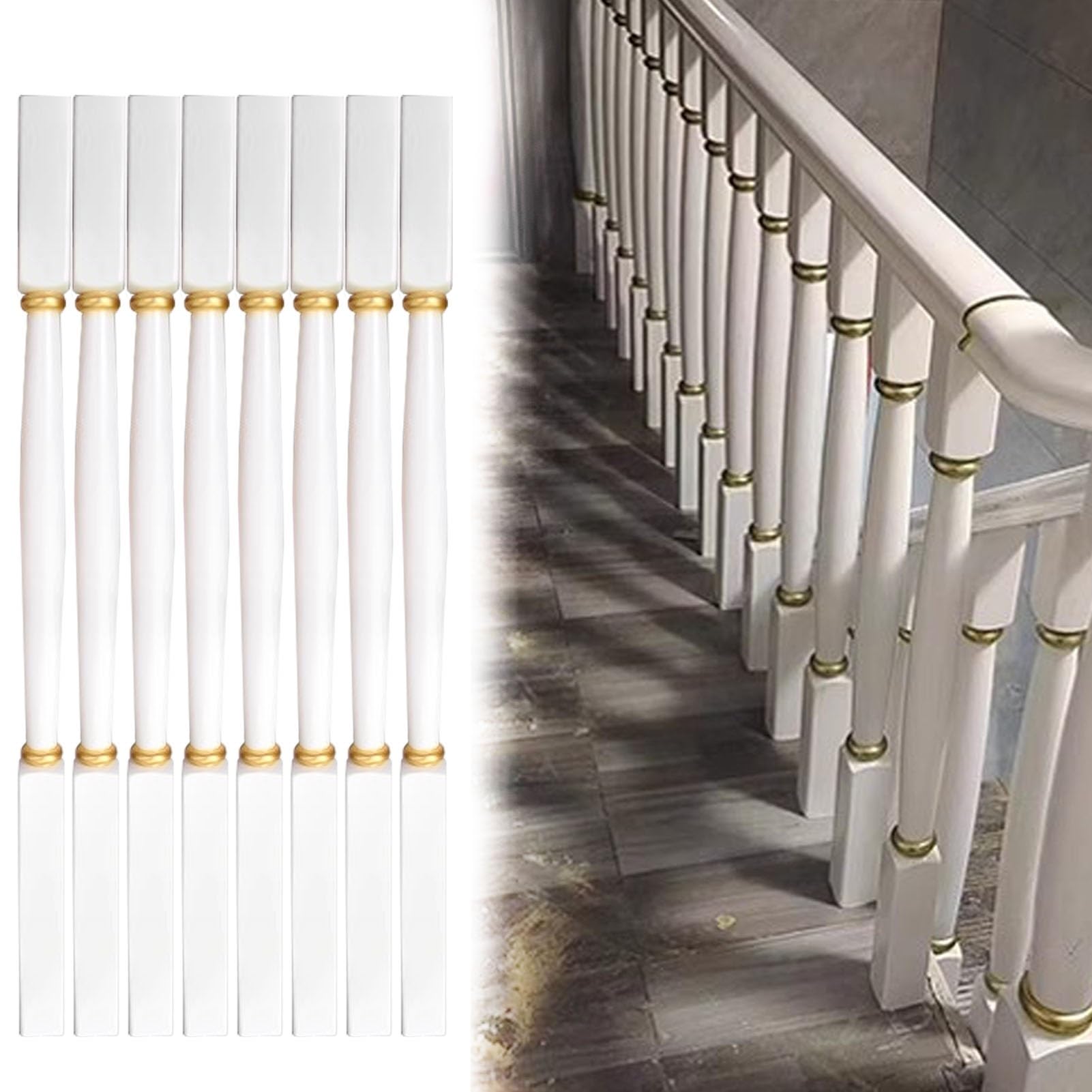 Barandilla de madera para escalera en salones modernos con balaustres Solut