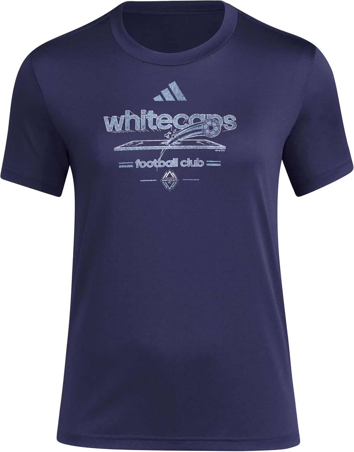 adidas Women's Vancouver Whitecaps Fc Vintage World Pre-Game Short Sleeve T-Shirt Large Team Navy Blue/Vancouver Whitecaps