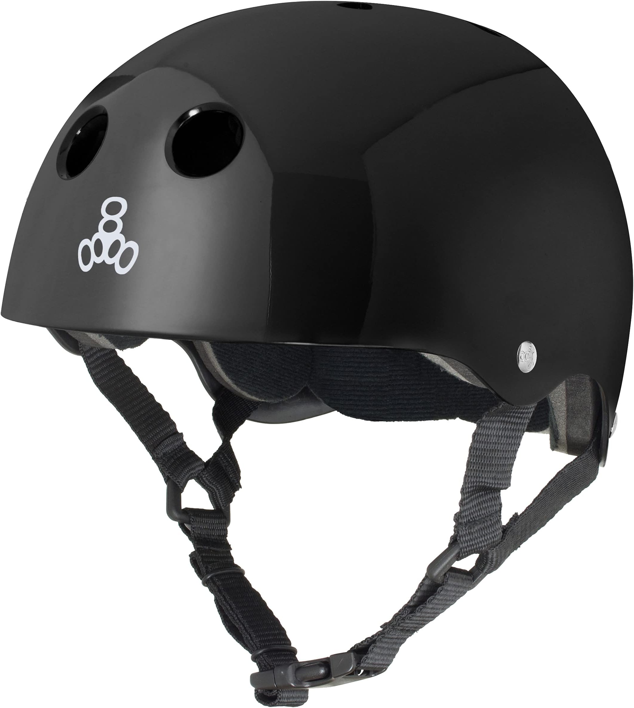 Triple Eight Standard Liner Skateboarding Helmet, Medium, Black Glossy