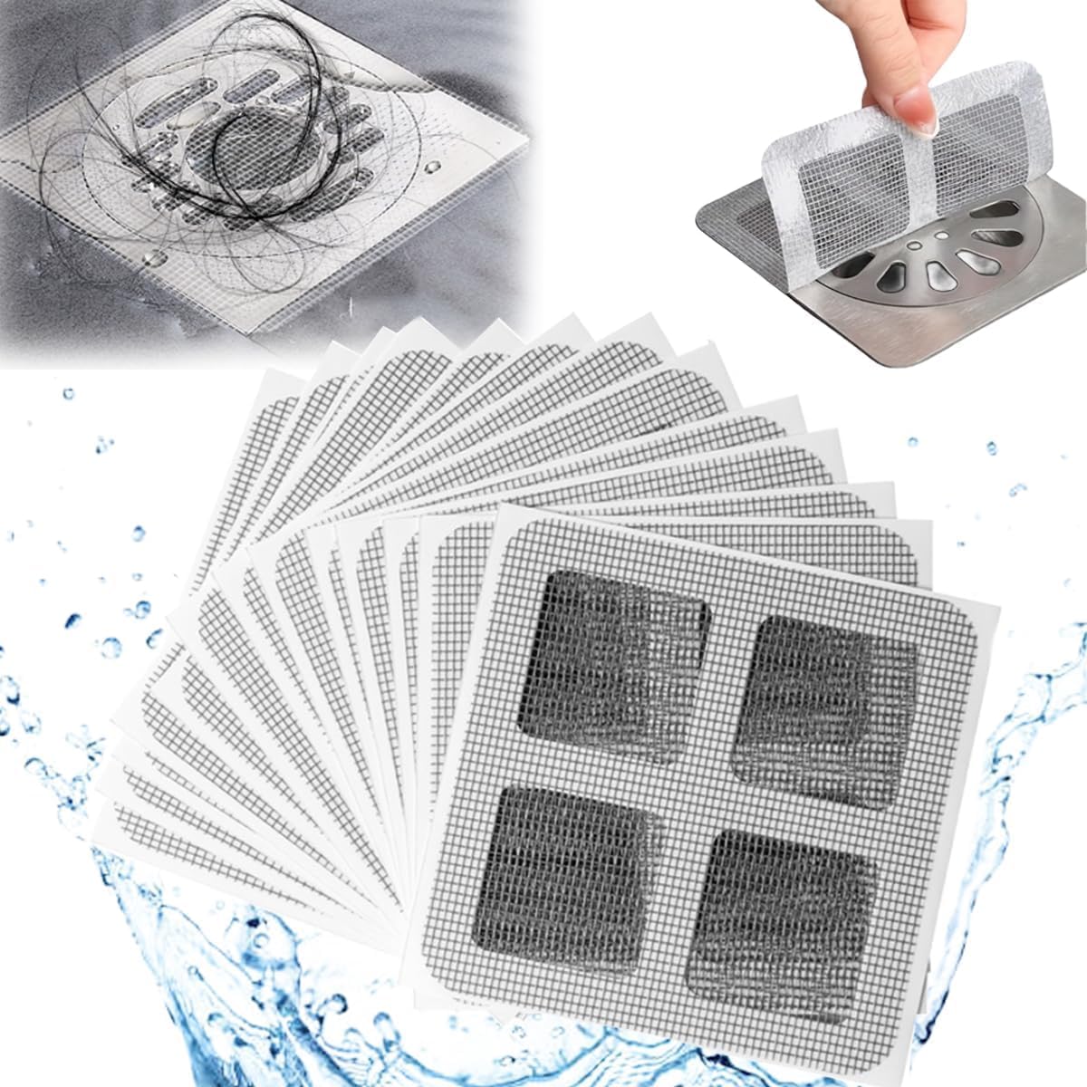 Autocollants Jetables Filtre Cheveux - Lot De 50 Pour Douche, Baignoire, Évier | Adhésif Imperméable
