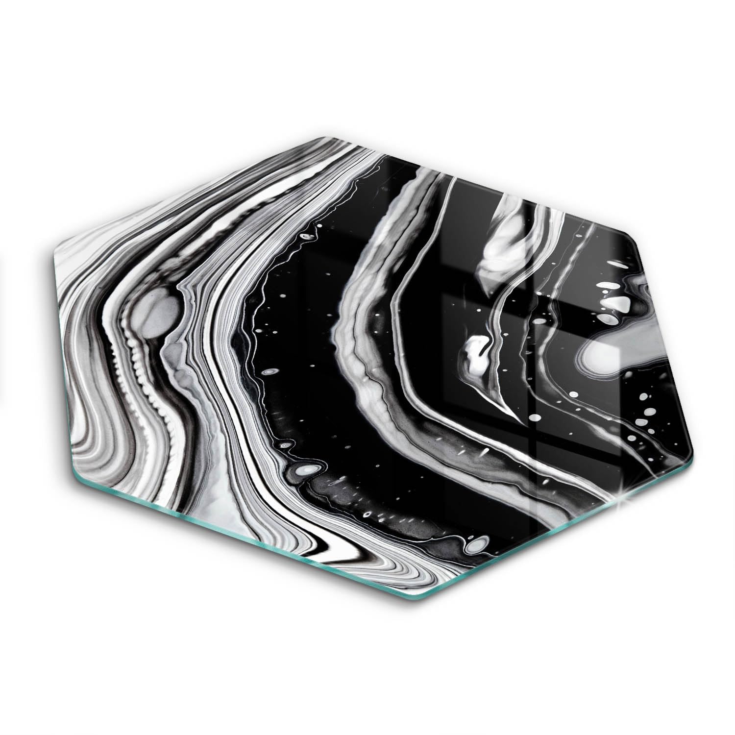 Planche à découper verre induction Wallfluent 40cm hectagonale artistique