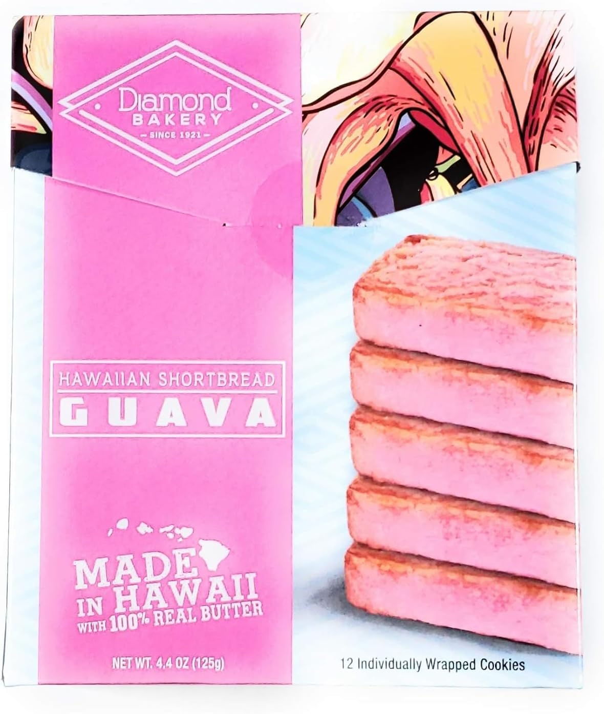 Diamond Bakery Hawaiian Shortbread Guava Cookies 4.4 oz