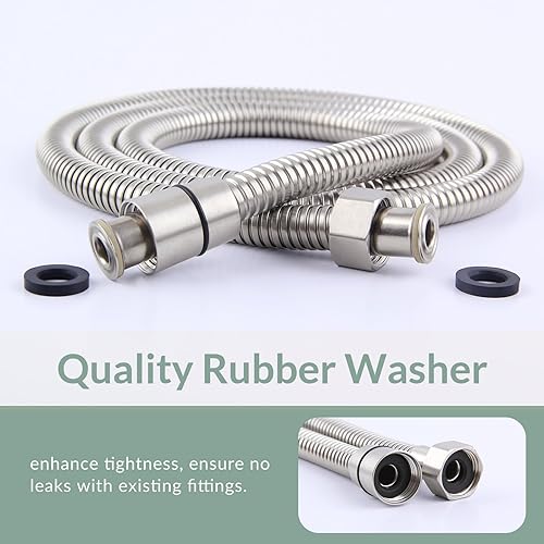 Miniatura 8 de APLusee - Manguera de ducha flexible de 59 pulgadas, tubo de ducha de acero inoxidable 304 con conector giratorio de latón, pieza de repuesto