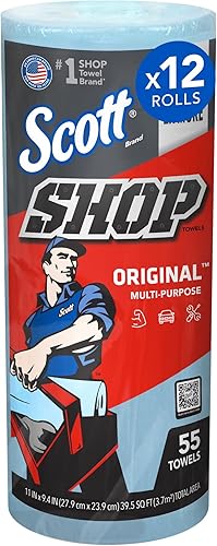 Scott Original (75147) - Toallas para taller, azules, (55 toallas por rollo, 12 rollos por caja, 660 toallas por caja)