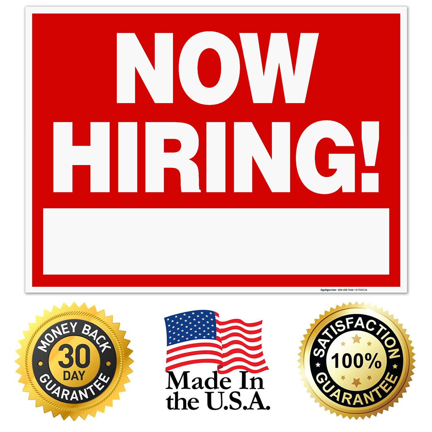 Now Hiring Left and Right Arrows Sign, (3 Pack) Double Sided 18x24 Inches, Corrugated Plastic with Metal H Stake, Made in USA