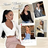 FESHFEN Extensie coadă de cal cu clips 63 cm, blond cenușiu, drept, lung, pentru femei 6