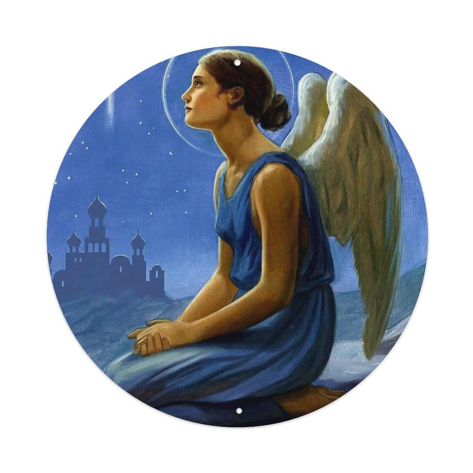 Vintage Angel Angels Look at The Sky Metal Tin Sign