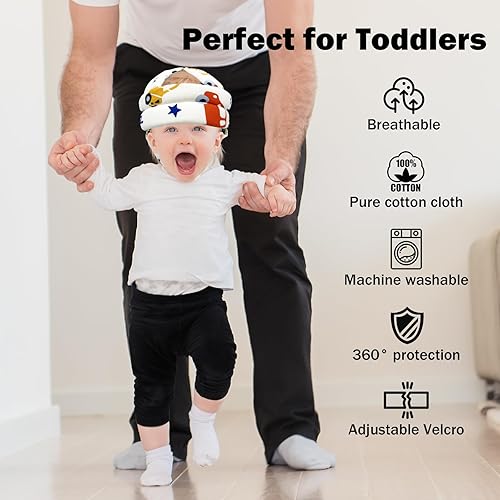 Miniatura 4 de Protector de cabeza de bebé para gatear caminando, casco de bebé ajustable sin golpes y cojín suave, gorra de seguridad infantil para niños que