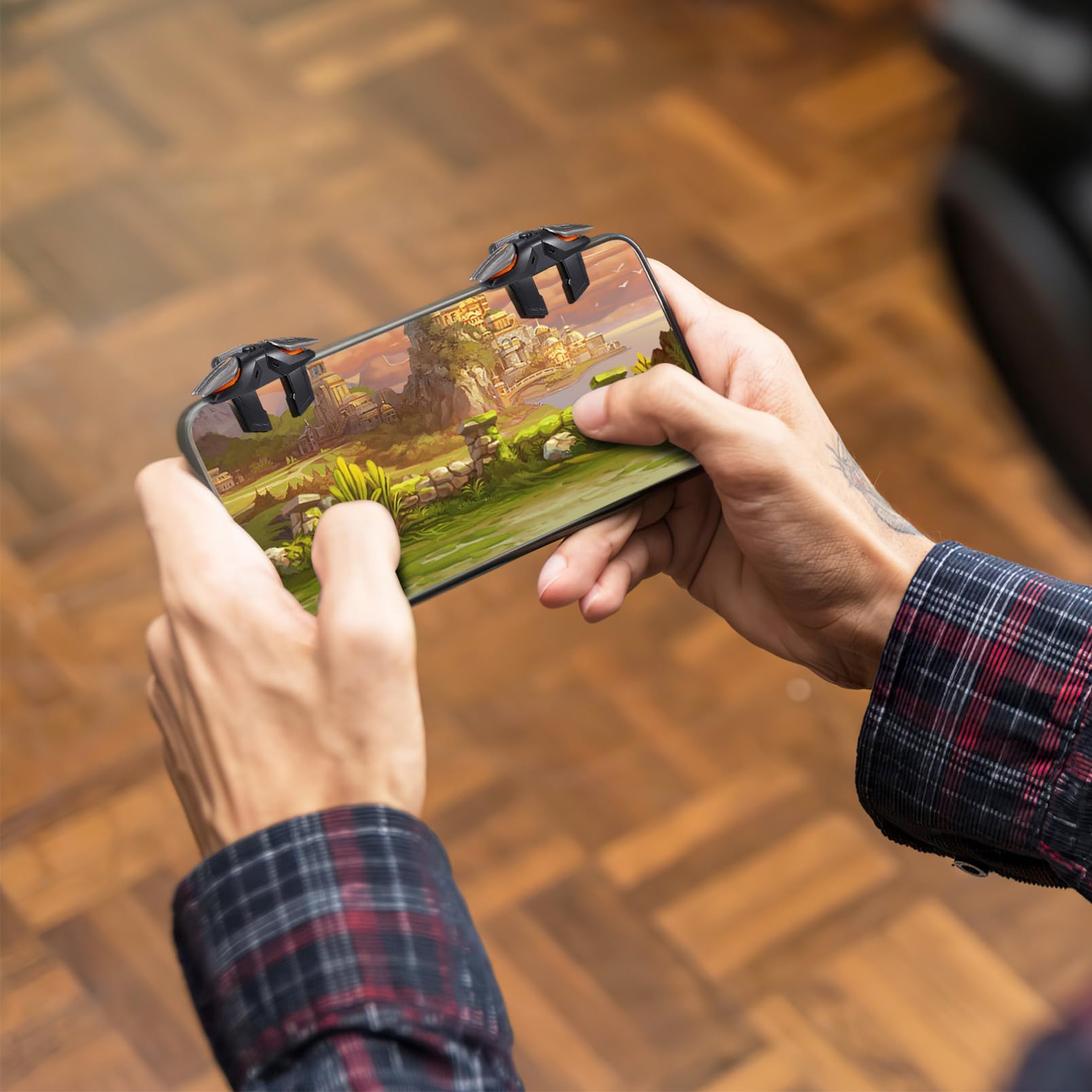Gatuida Controller di Gioco Mobile Ergonomico in Abs con Guanti e Cavo di Ricarica, Set ad Alta Sensibilità per Smartphone e Giochi Mobili
