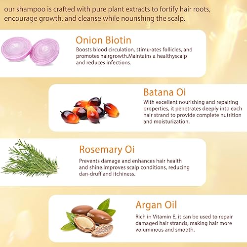Miniatura 5 de Juego de champú y acondicionador de aceite de Batana, aceite de batana con champú y acondicionador de cebolla para hombres y mujeres, cuidado diario
