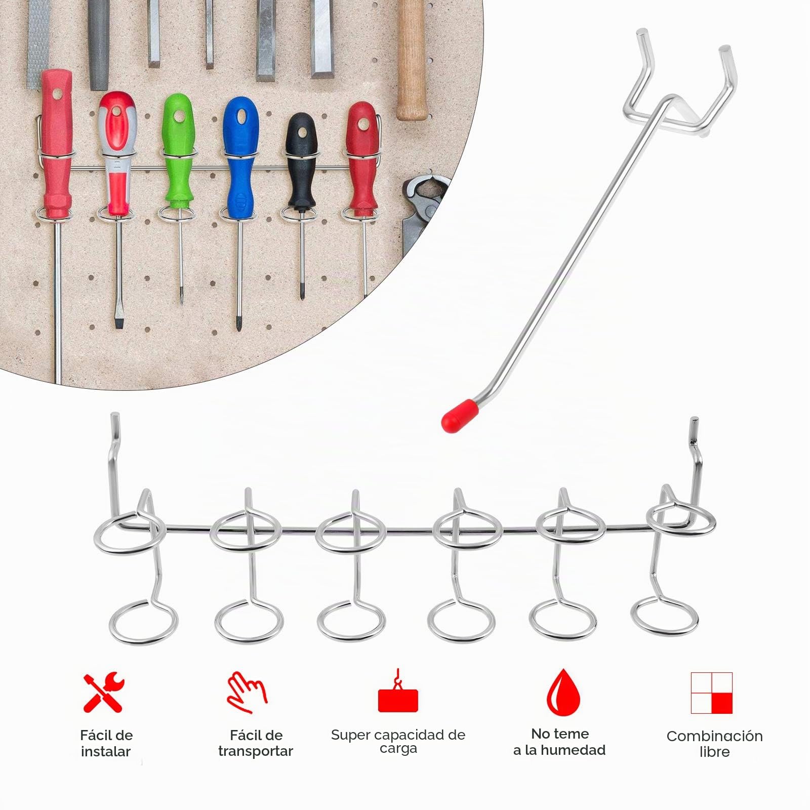 Pegboard Hooks Surtido, Peg Board Hook Attachments Conjunto y organización Storage Tienda Tools, para Organizar Varias Herramientas ( 230 piezas)