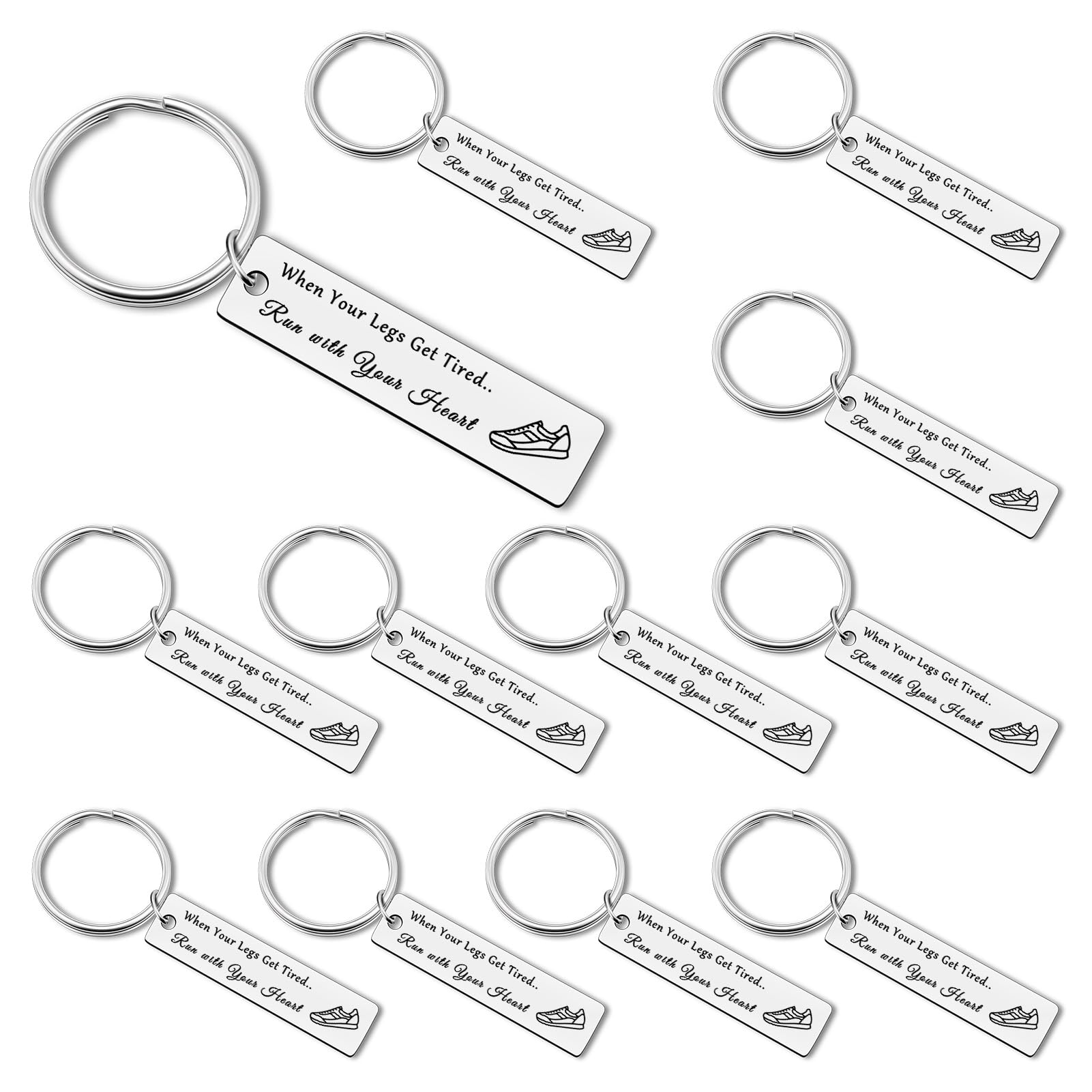 12Pcs Marathon Runner Keychain Inspirational Gift for Fitness Gym Trainer Men Women Runner Training Gift Exercise Keyring Running Lover Gifts Birthday