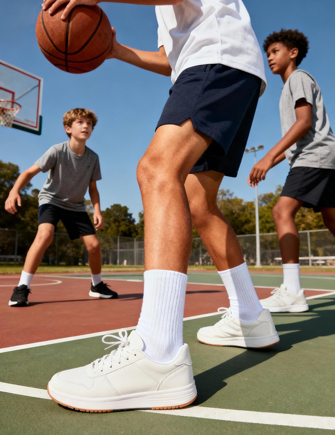 Somaibo 6 Pairs Kids Boys Girls Socks Athletic Basketball Soccer Football Cotton Crew Sock with Retro Stripes