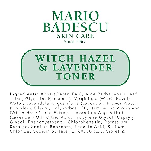 Miniatura 7 de Mario Badescu Tónico facial de hamamelis sin alcohol para piel envejecida, infundido con lavandaagua de rosas y aloe vera, tónico facial para piel
