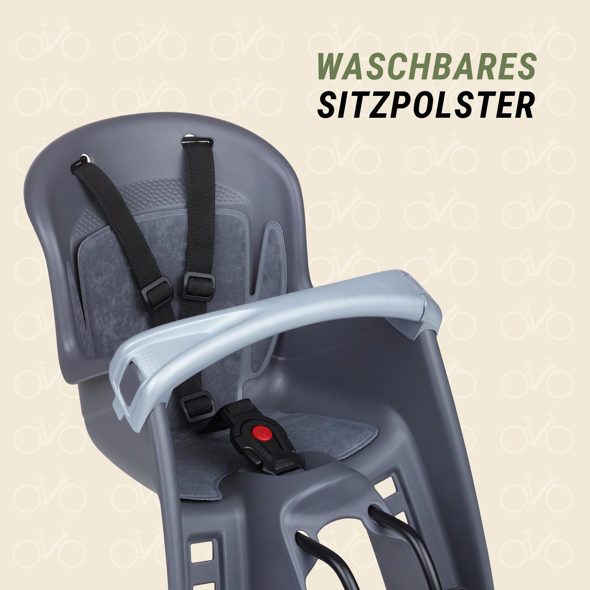 Prophete Siège de sécurité Bilby Junior pour enfants de 9 à 15 kg, idéal pour les vélos et les vélos électriques avec support simple à dégagement rapide et ceinture de sécurité réglable