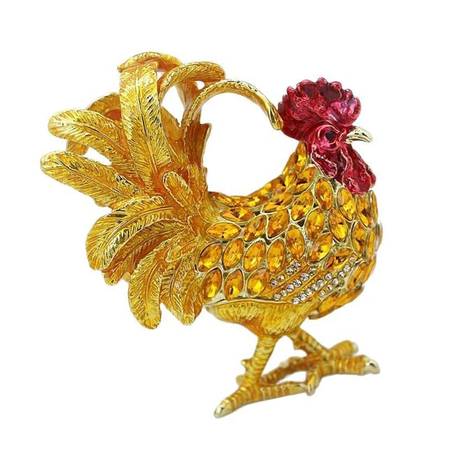 Rooster Jewelry Organizer Figurine, Compact Alloy Trinket Box for Small Accessories with Shelf and Desk Display Rooster Trinket Box Jewelry Holder Tabletop Organizer Small Storage Dresser Decor Vanity