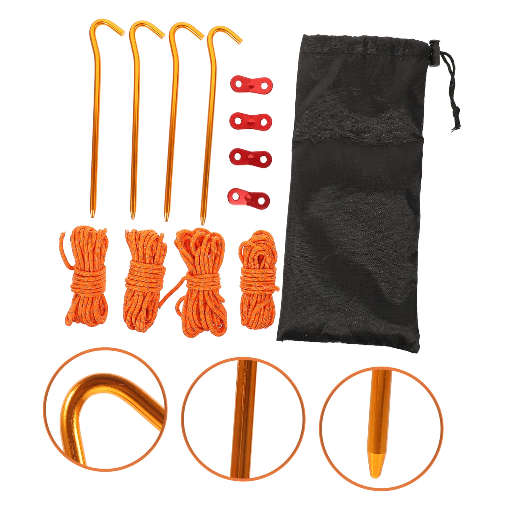 Abaodam 1 Set Tent Stake Set Garden Stakes for Camping Durable Ground Tent Nails with Ropes Bag for Outdoor Activities
