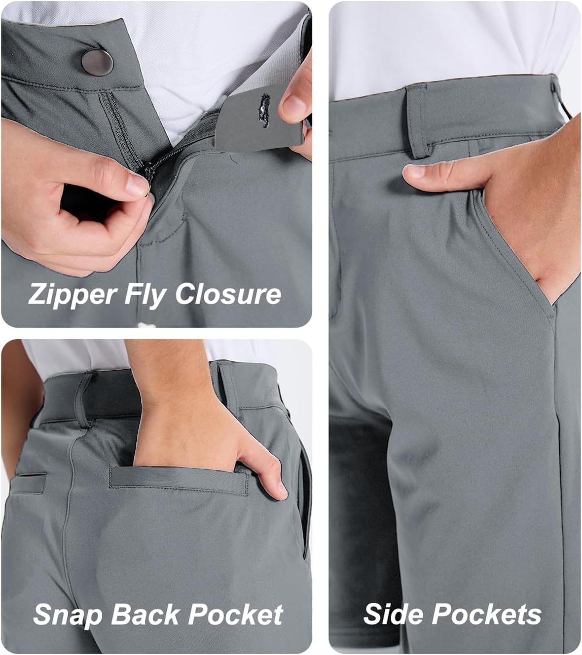 DEVOROPA Youth Boys Golf Shorts Stretch School Uniform Clothes Kids Flat Front Dress Chino Hybrid Twill Casual Shorts Pockets - Image 6