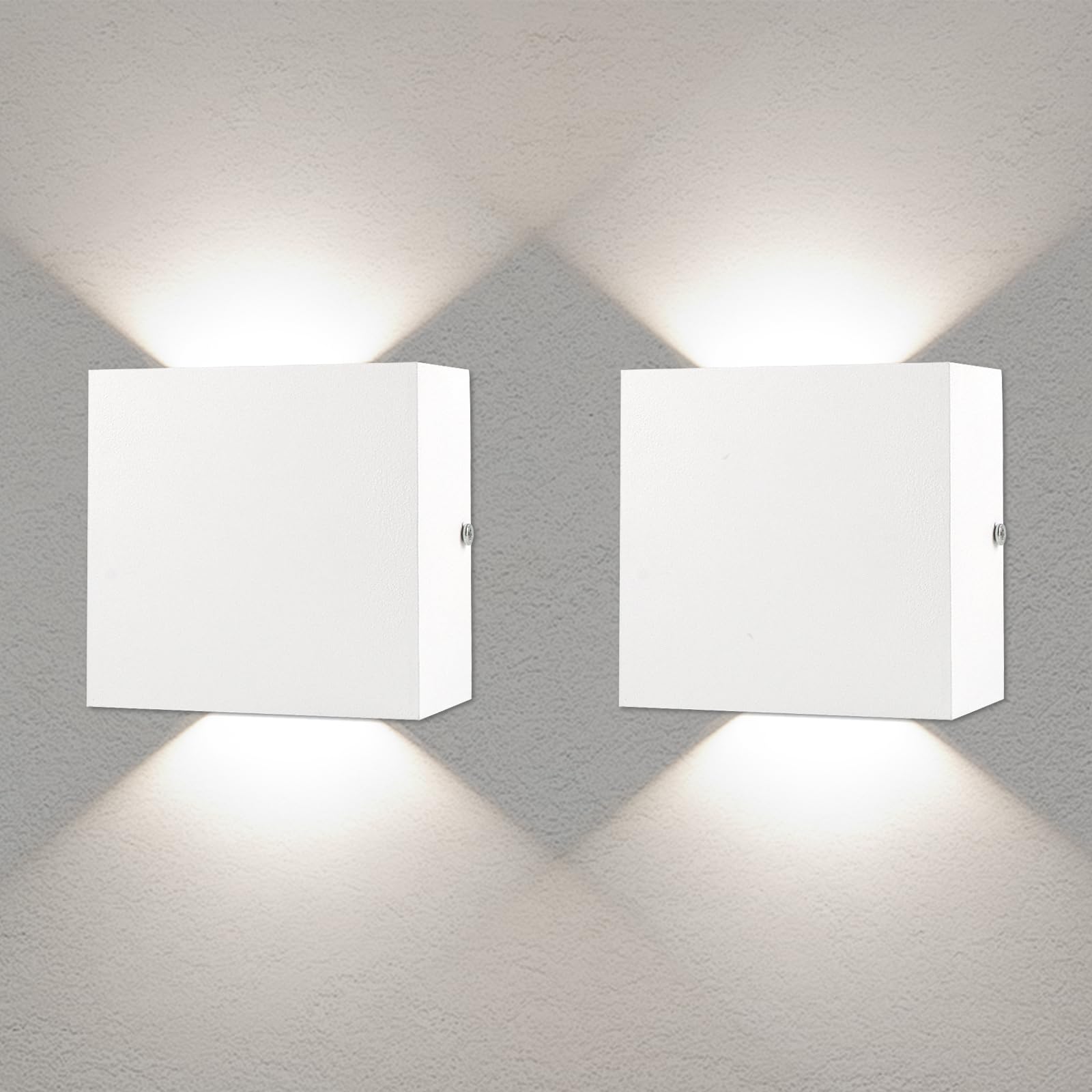 CHEVVY 2 Stück LED Wandleuchte Innen Weiße 7W, 4500K Natürliches Moderne LED Wandleuchte, Up and Down Leuchten, Aussen Aluminium Flurlampen, Neutrales Licht Wandlampen
