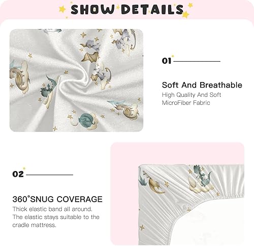 Miniatura 5 de Sábanas de cuna para niños y niñas pequeñas, diseño de dragón para cuna, colchón neutro para cuna, colchón de cuna, suave y transpirable, 52 x 28 x