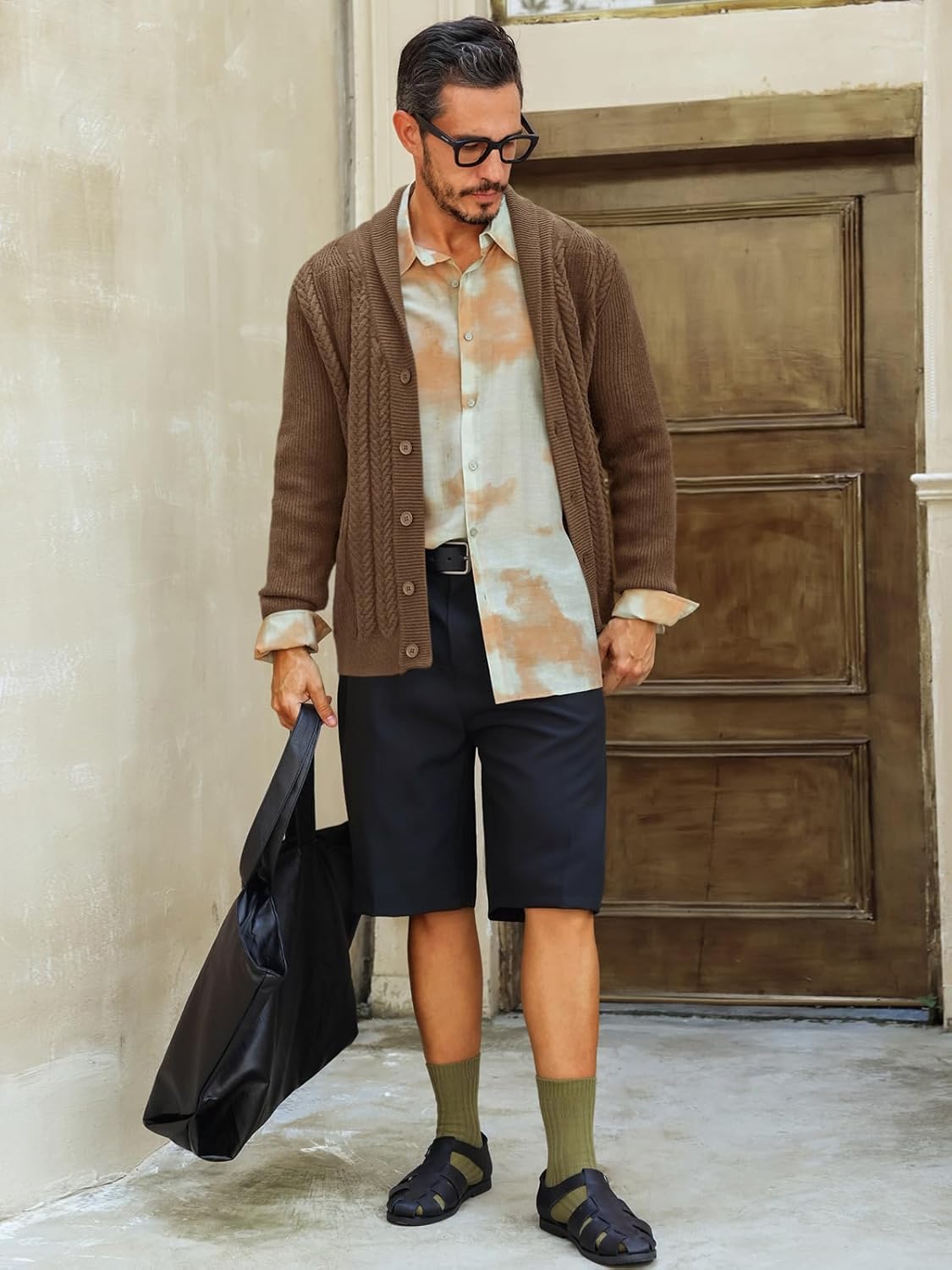 Runcati Mens Shawl Collar Cardigan Sweater Cable Knit Button Down Sweaters Long Sleeve Casual Winter Outwear - Image 4