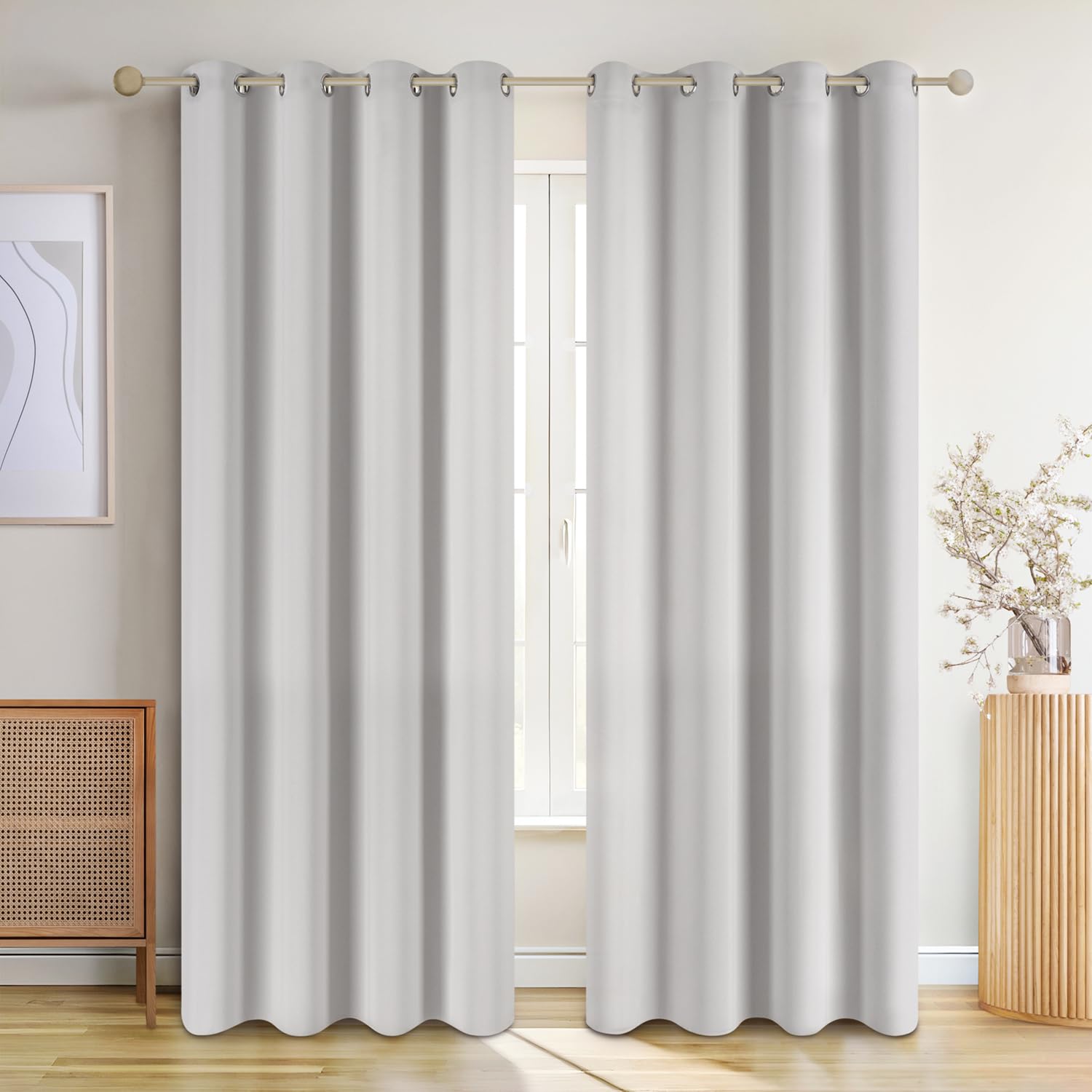 Blumtal Cortinas Opacas 2 Piezas 265x140cm - Cortinas Salon Opacas - Cortinas Dormitorio con Ojal - Cortinas termicas aislantes Frio y Calor - Blackout Curtains - en Moonlight Grey/Cortinas Grises