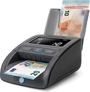 Safescan 155-S & RS-100 automatischer Geldscheinprüfer zur schnellen Überprüfung von Geldscheinen - Falschgeldprüfgerät mit 7-facher Echtheitsprüfung - 100% genaues Prüfgerät inkl. Banknotenstapler