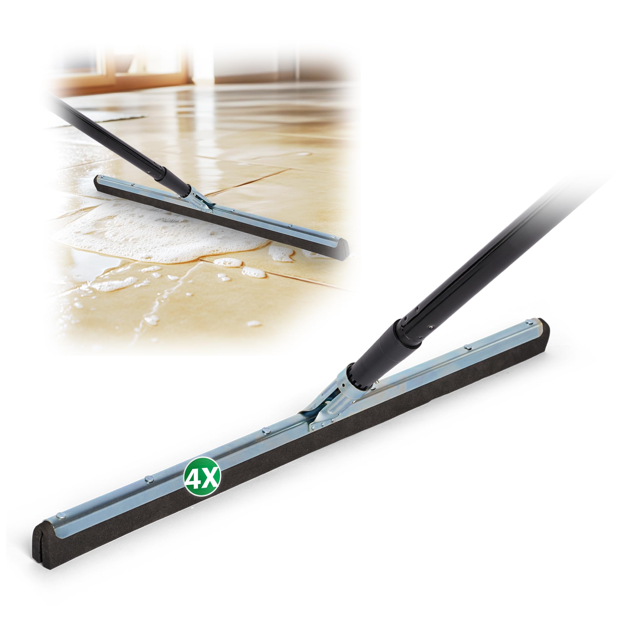Novaliv 4 limpiadores de ducha de 60 cm, mango largo de 130 cm, limpiadores de suelos, ducha, terraza, limpiacristales grandes, limpiacristales de acero inoxidable, para suelo, piscina, bañador, XXL,