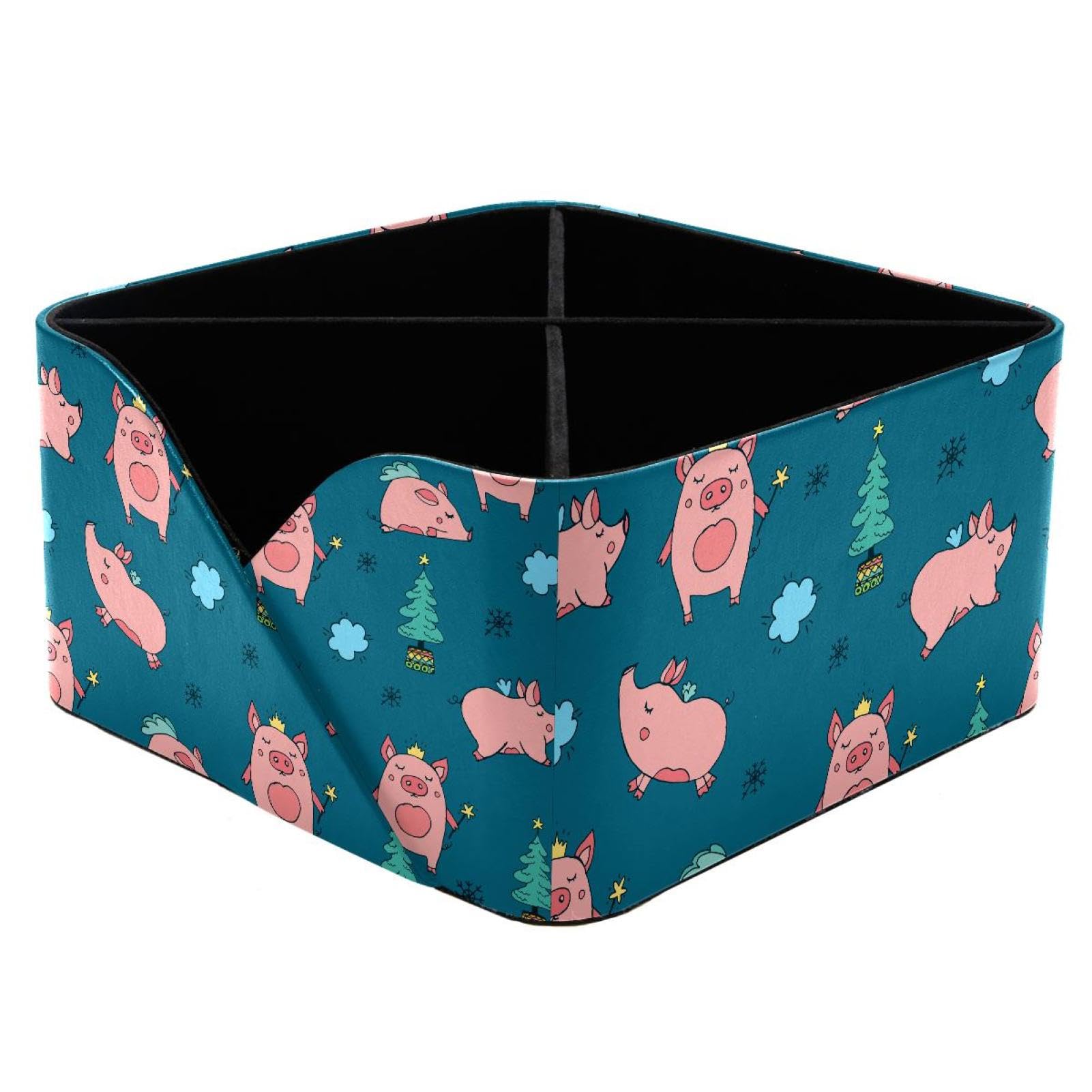 KengjuTesu Funny Pigs with Wings Desktop Organizer Pen Holder, Rectangular Pencil Cup for Office, Study and Makeup Stations