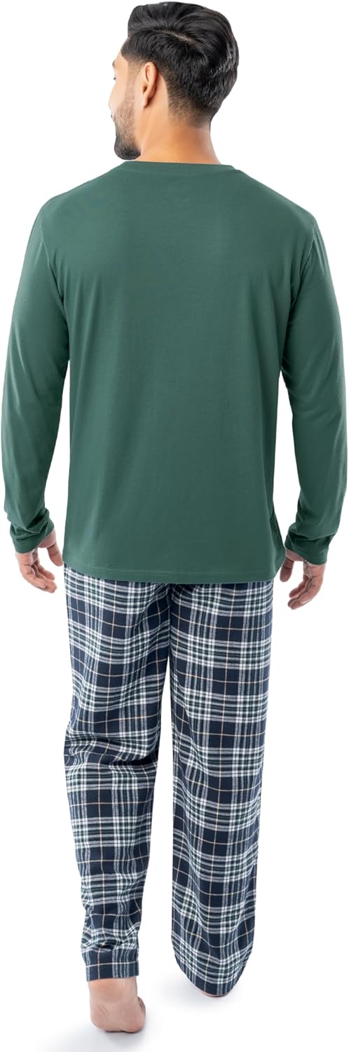 Fruit of the Loom mens Jersey Knit Top and Flannel Pant Pajama Sleep Set - Image 2