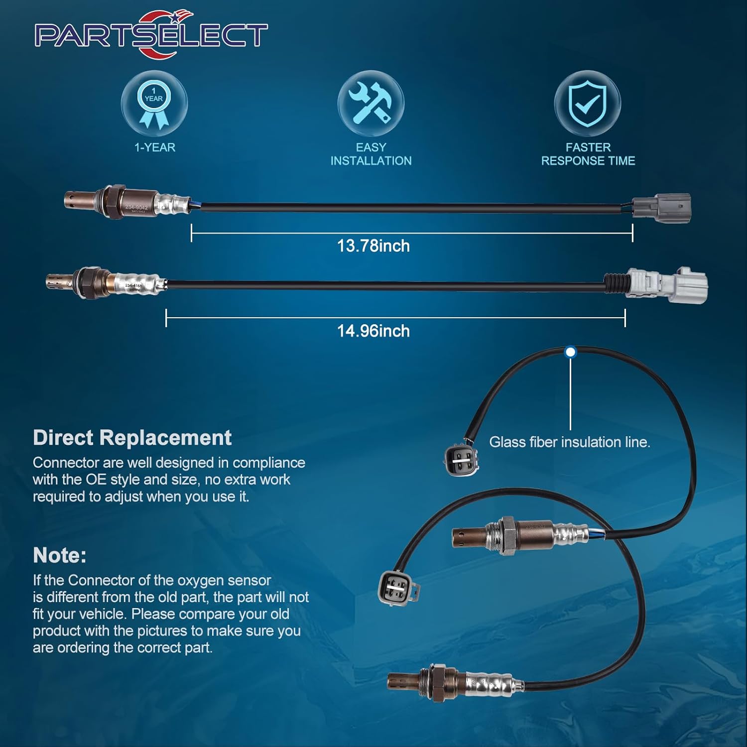 Set of 2 Oxygen O2 Sensor Upstream Downstream Replacement for Toyota Highlander 2004-2007, for Sienna 2004-2006 3.3L V6, for Lexus RX330 2004-2006 3.3L V6