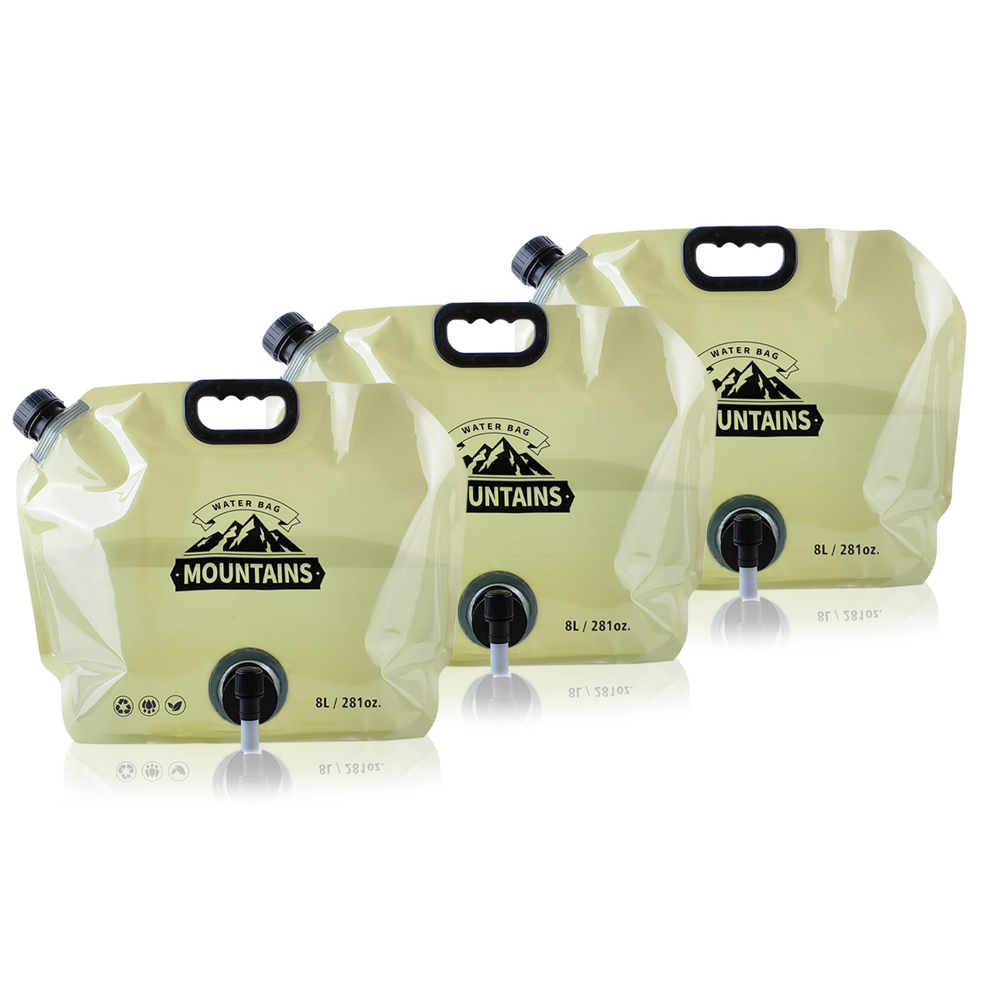 Water Jug Camping 2.1 Gallon Collapsible with Spigot, BPA Free Portable Water Pouch Foldable Water Bags for Outdoor Hiking, Travel and Emergency &amp; Water Storage Containers (Beige-3Pcs)