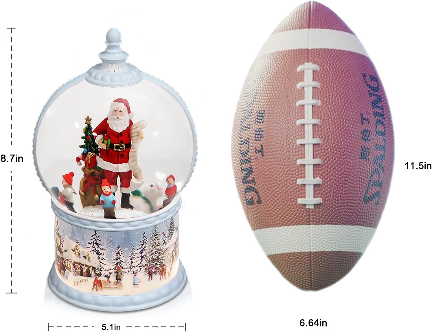 Christmas Snow Globes Musical,6H Timer Cylinder Glitter Snow Globe,White Snow Globes Christmas with Music Box Including 8 Songs, Battery Or USB Cable Powered - Image 2