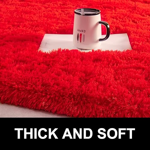 Miniatura 154 de LOCHAS Alfombra esponjosa para dormitorio, 2.6 x 5.3 pies, alfombra lanuda para dormitorio, mesita de noche, alfombra ovalada suave para sala