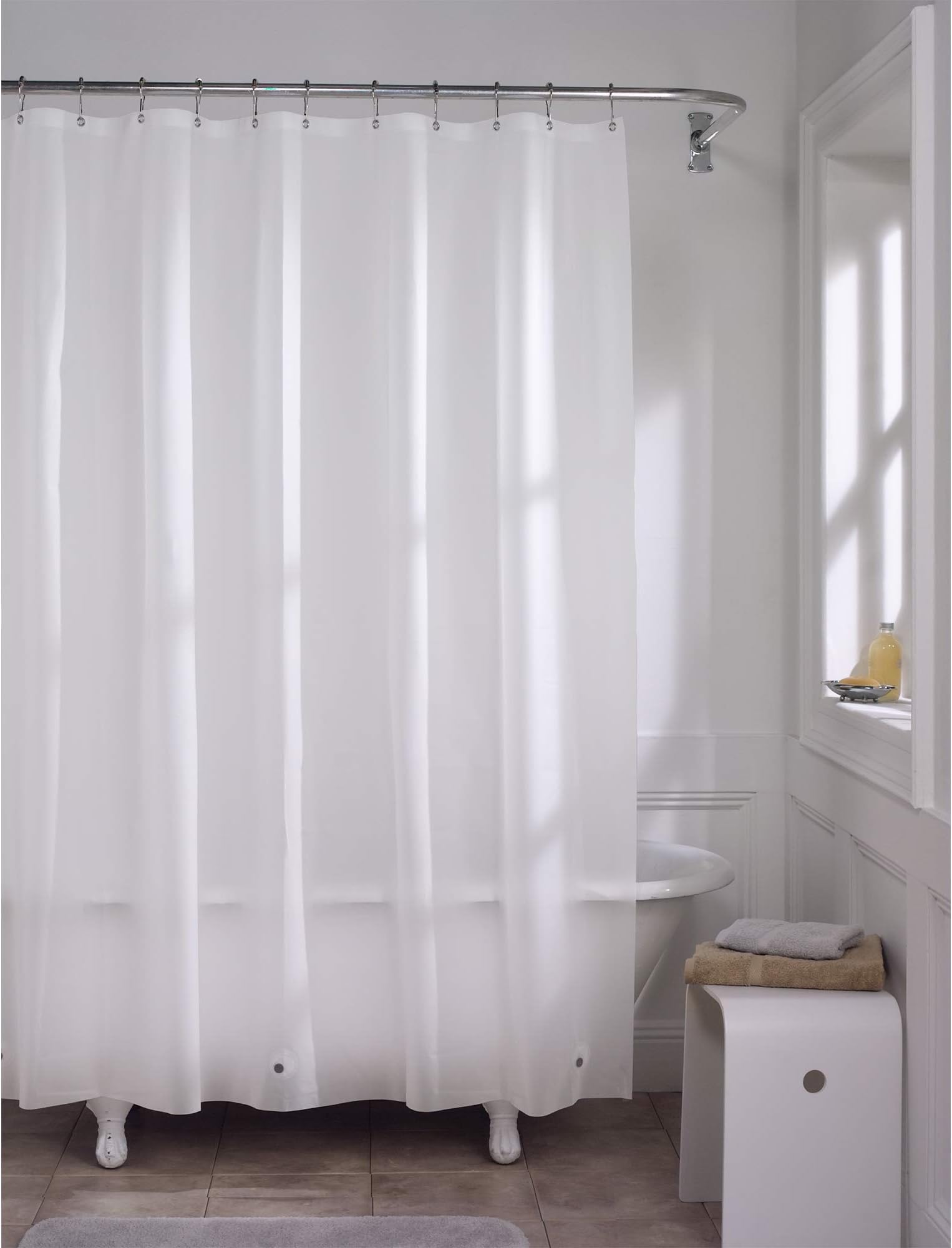 Zenna HomeFrosty 8-Gauge Heavyweight PEVA Shower Liner with Rustproof Metal Grommets, Finish, LERHFR