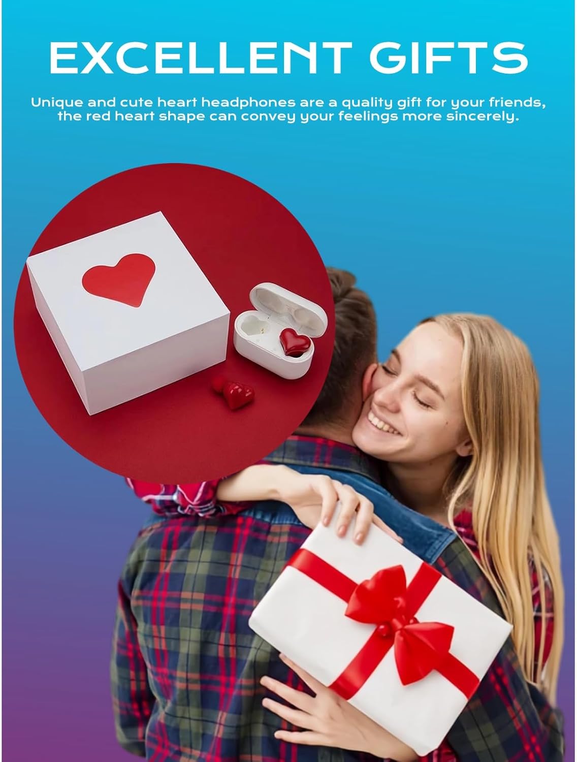 Yoidesu Earbuds Stylish Heart Shaped, Cute Creative Red Heart Bluetooth Earbuds with Charging Case, Noise Cancelling HiFi Stereo BT Earphones, Gifts for Girls Friends - Image 8