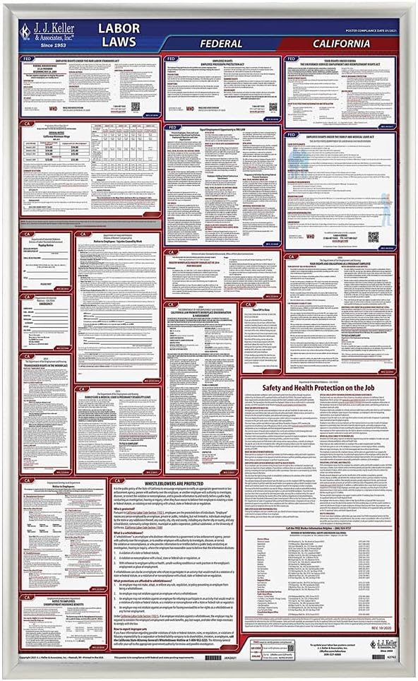 Aluminum Snap Poster Frame, 20 x 24 Inch, Clear Gloss Finish Overlay, Wall Mounting with Screws and Drywall Anchors, J. J. Keller & Associates, Inc.